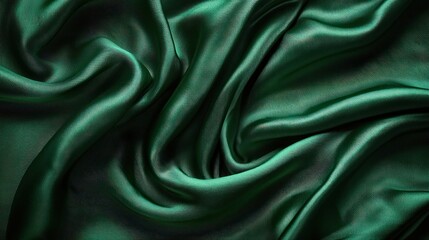 Fototapeta premium Deep green silk fabric texture