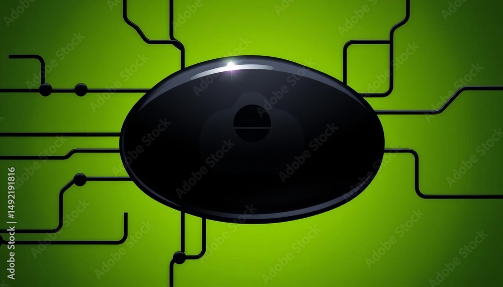 Poster sleek black vector icon depicting data processing; editable strokes, database, editable