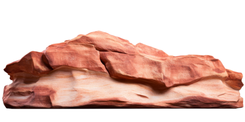 Natural sandstone, red rock outcrop formation, cut out transparent
