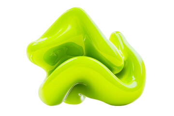 Abstract flowing green form, smooth organic shape, curve, cut out transparent