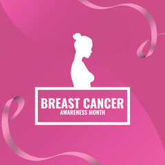 Breast cancer awareness pink ribbon. Banner template design.