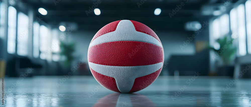 Poster red and white textured sphere with danish flag pattern