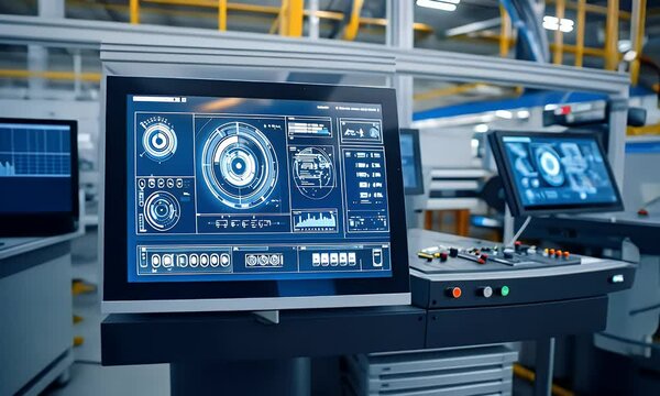 Factory Control Panel Displays Data