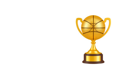 Shiny golden trophy, a symbol of victory and success in sports competitions. It is a golden object on a white background
