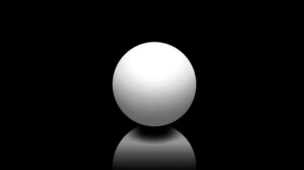 A smooth white sphere sits centered against a stark black background, creating a striking visual contrast. The design emphasizes simplicity and elegance, evoking a sense of calm and focus