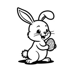 Obraz premium Joyful Easter bunny holding decorated egg, festive celebration