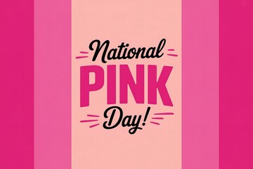 A festive national pink day graphic with pink background and bold lettering design