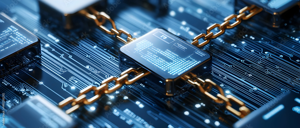 Poster abstract digital security system with chains