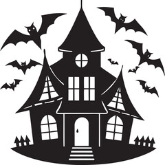 Halloween Party Silhouette , Ghost, Pumpkin, and Castle Vector Art
