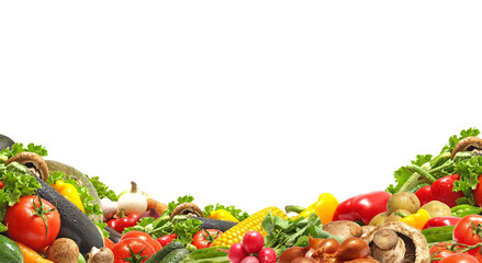 Fresh vegetables on white background