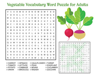 Vegetable Vocabulary Word Puzzle for Adults