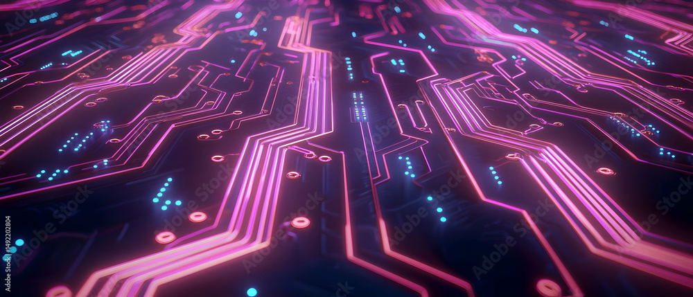 Poster abstract glowing circuit board pattern