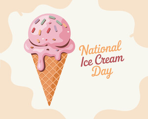 National ice cream day. Holiday concept. Template for background, banner, card, poster, tshirt with text inscription