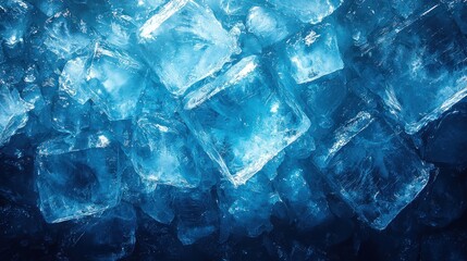 Close-up view of many ice cubes