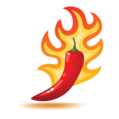 Flaming Hot Chili Pepper Vector Illustration