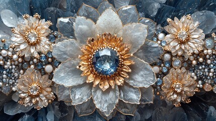 Detailed Floral Design with Jewels