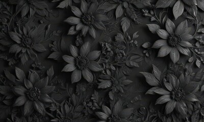Intricate charcoal floral pattern, abstract botanicals, abstract, wallpaper, intricate