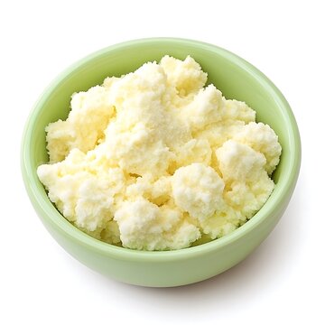 cottage cheese in a bowl on white background