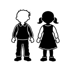 boy and girl vector illustration silhouette
