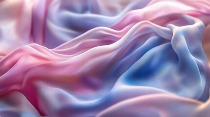 Fototapeta premium Ethereal silk with delicate folds in calming pastel hues of pink and blue dreamy textile art
