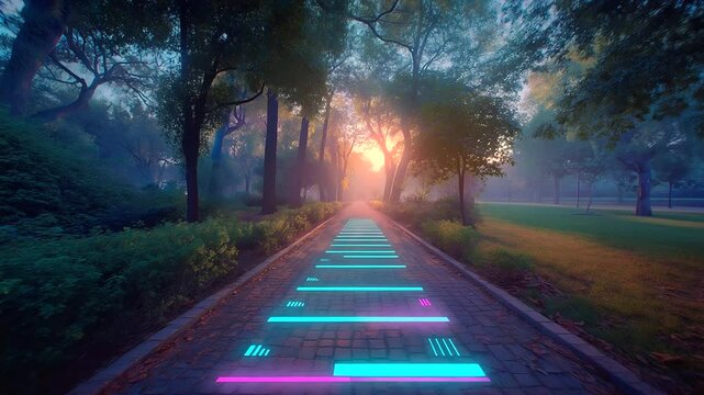 Gamified Fitness App Projecting Progress on Jogging Trail