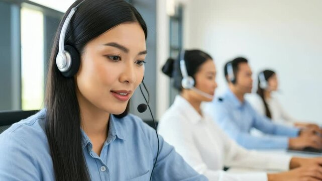 Customer support team working efficiently in a modern office environment