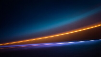 Dark blue abstract gradient background with ultraviolet neon glow, blurry light lines and waves
