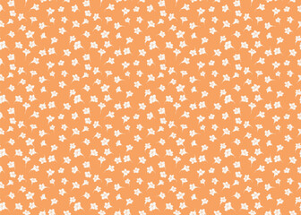 Seamless floral vector pattern with small flowers stems on a beige background. Nature ornament for fabric, gift wrap, stationery, feminine packaging