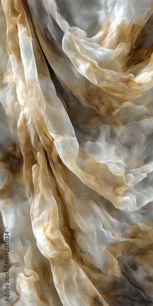 Poster abstract background with delicate beige waves, soft gentle gradient, and dynamic flowing forms