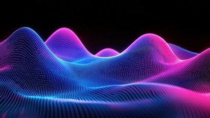 Fototapeta premium Abstract digital landscape of glowing, undulating lines (2)