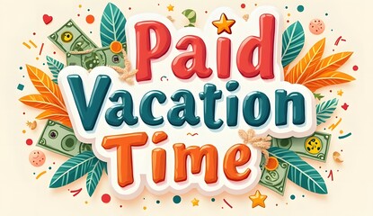 "Paid Vacation Time" is a fun and colorful concept that encourages people to take time off work to relax and enjoy themselves.