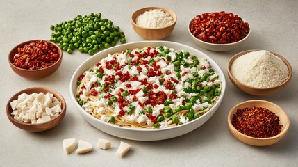 Italian Inspired Pasta Dish with Peas, Sundried Tomatoes, and Cheese