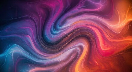 Obraz premium Abstract Swirling Fluid Paint Texture Purple Orange and Blue Hues