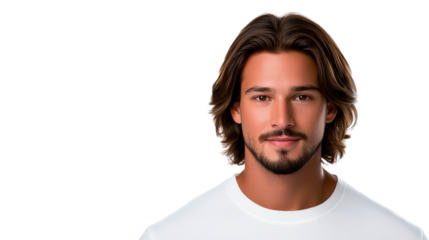 Handsome Indian Man with Brown Hair Portrait, Cut out transparent