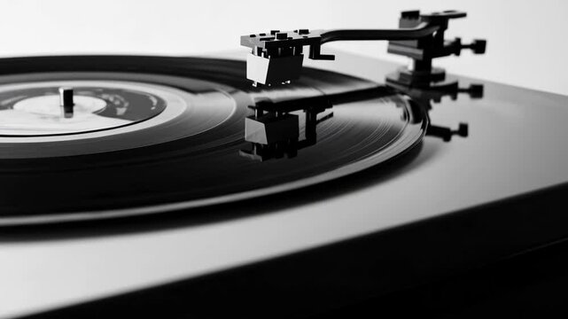 Vintage turntable spinning vinyl record