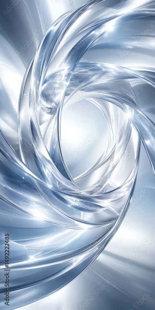 Poster Abstract background with delicate silver waves forming a dynamic, fluid pattern on a soft gradient.