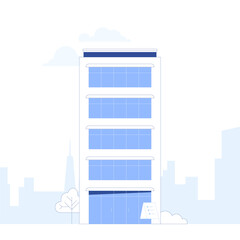 Suburb city street with apartments houses and shop buildings horizontal background. City view with house facades. Abstract architecture modern cityscape panorama. Vector illustration in flat style