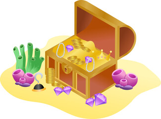 Obraz premium Underwater Treasure Illustration