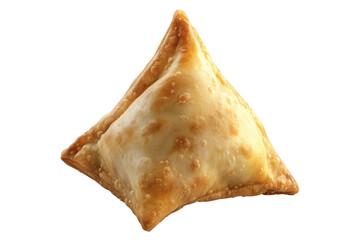 Golden brown crispy samosas isolated on white transparent background, traditional Indian snack concept with fried texture