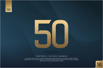 Modern Gold Number 50 on Dark Blue Background for Football Jersey Design