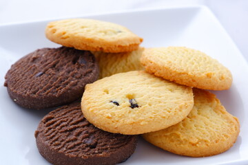 Delicious Cookies on white plate
