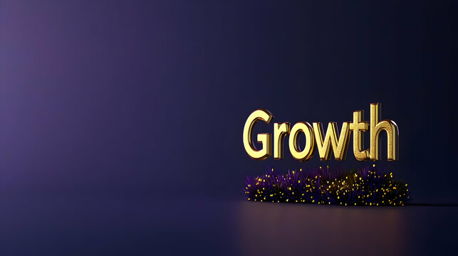 Gold Growth Text On Purple Background