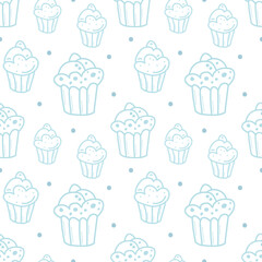 Pale blue seamless pattern on a white background, for baby packaging, fabric.