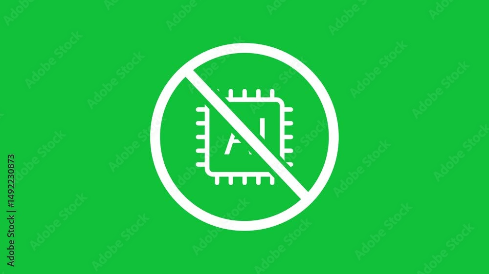 Poster no artificial intelligence generated ai forbidden not allowed symbol animated animation in green scr
