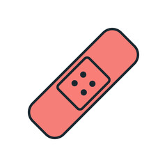 First aid patch or medical plaster icon with rounded edges and dotted center for wound care graphics