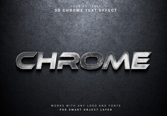 Chrome Text Mockup With 3D Detailled Texture Effect 