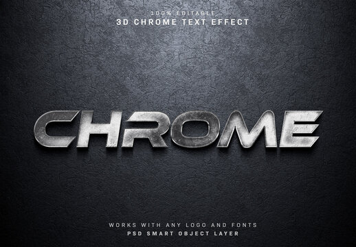 Chrome Text Mockup With 3D Detailled Texture Effect 