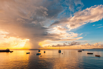 Impressing cloudscape during sunset at Saint Michiel, Curaçao