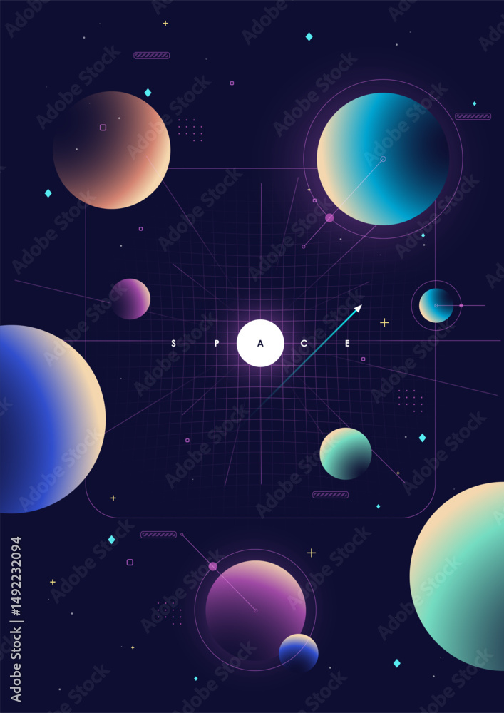 Wall mural stylish cosmic theme for professional layouts. a refined color scheme enhances the exploration conce