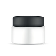 Realistic 3D Cosmetic Jar with Black Lid — Mockup Packaging for Cream, Mask or Skincare Product